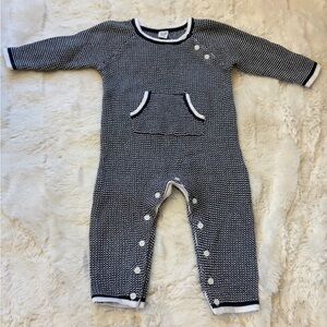Janie and Jack Cozy Black and White Knit Baby One Piece